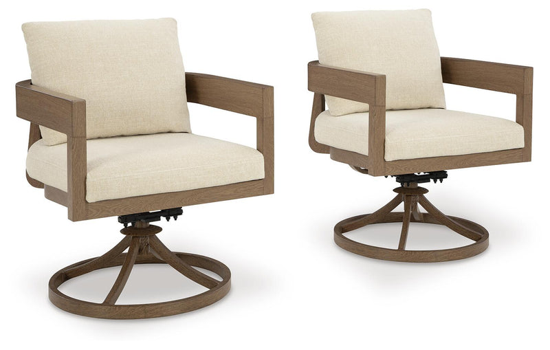 Serene Bay - Swivel Chair With Cushion (Set of 2) - Dark Brown / White
