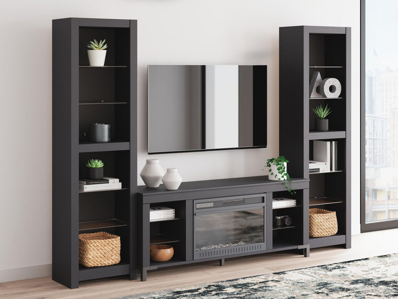 Cayberry - 3-Piece Entertainment Center With Electric Fireplace - Black