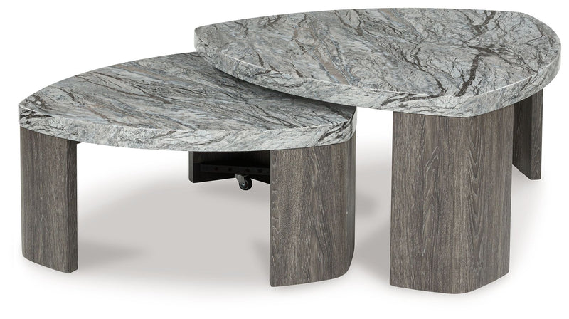 Surmour - Stacked Cocktail Table - Gray / Brown