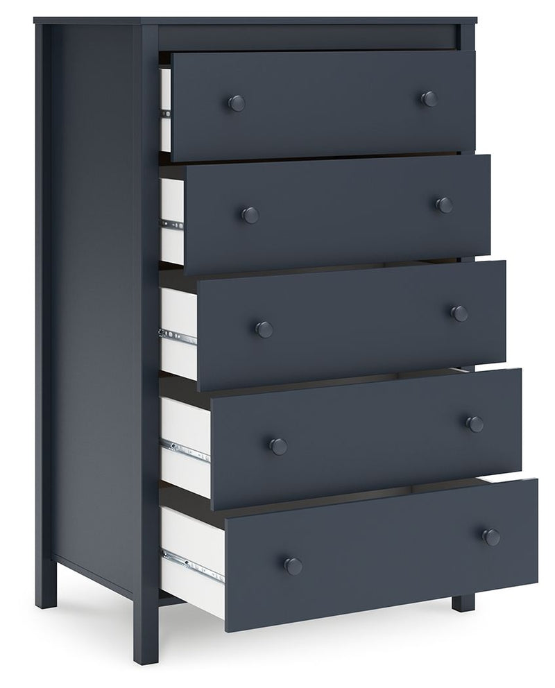 Simmenfort - Five Drawer Chest - Navy Blue