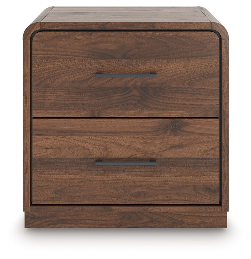 Fortlorn - Two Drawer Night Stand - Walnut Brown