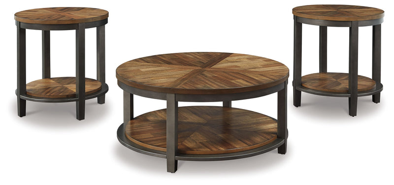 Roybeck - Occasional Table Set (Set of 3) - Light Brown / Bronze