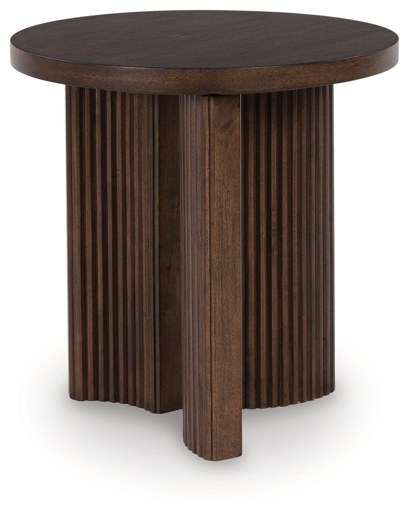 Korestone - Round End Table - Dark Brown