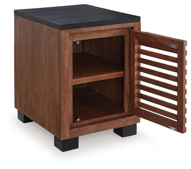 Kallari - Chair Side End Table - Warm Brown / Black