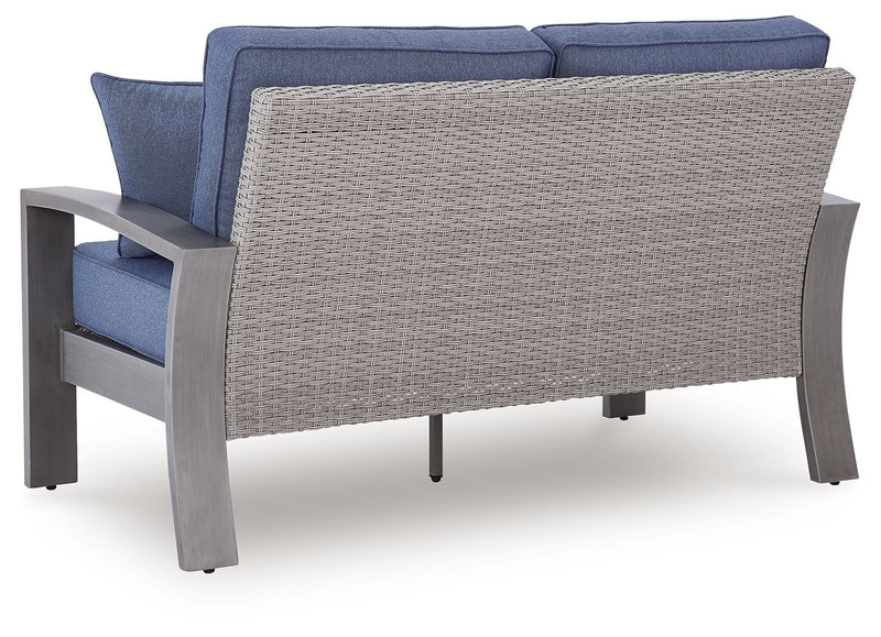 Half Moon Beach - Loveseat With Cushion - Blue / Gray