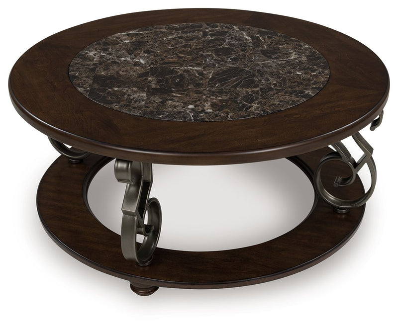 Frallyn - Round Cocktail Table - Dark Brown