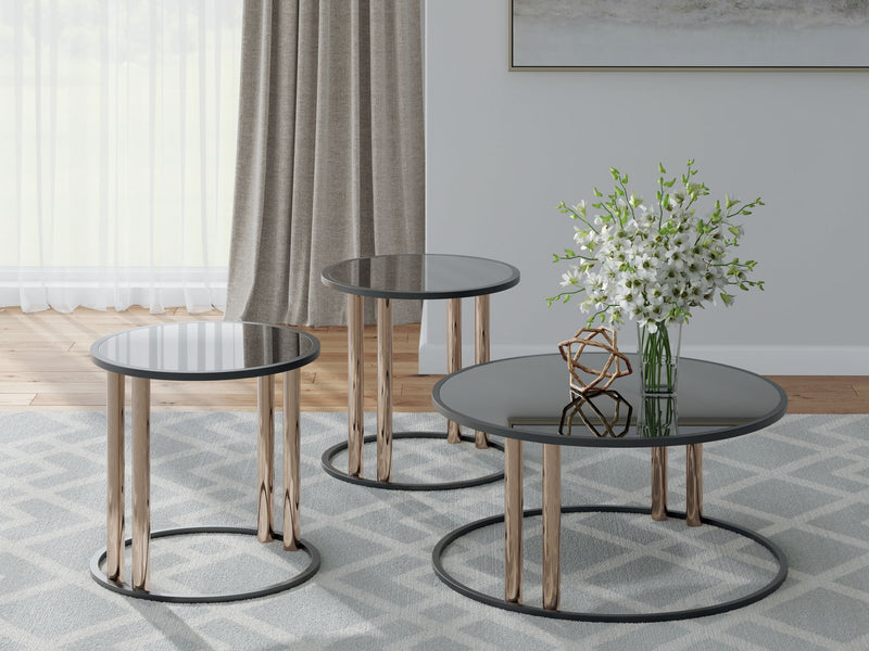 Hannerly - Occasional Table Set (Set of 3) - Black / Gold Finish