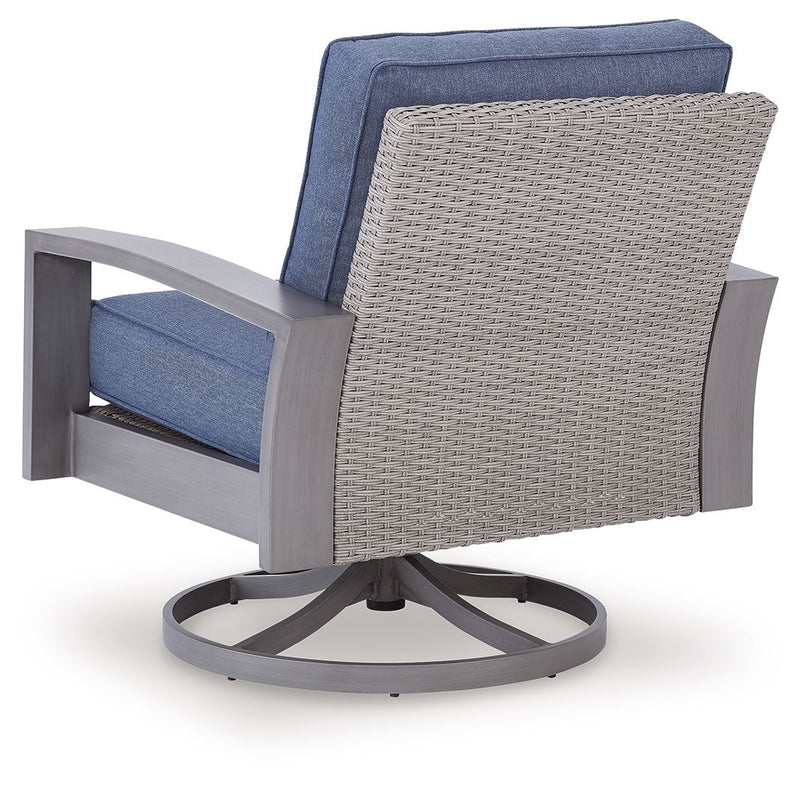 Half Moon Beach - Swivel Lounge With Cushion - Blue / Gray