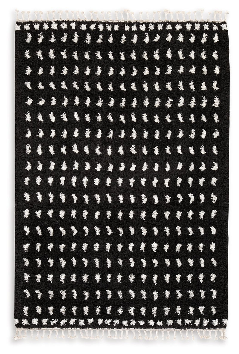 Minston - 5' x 7' Rug - Black / White