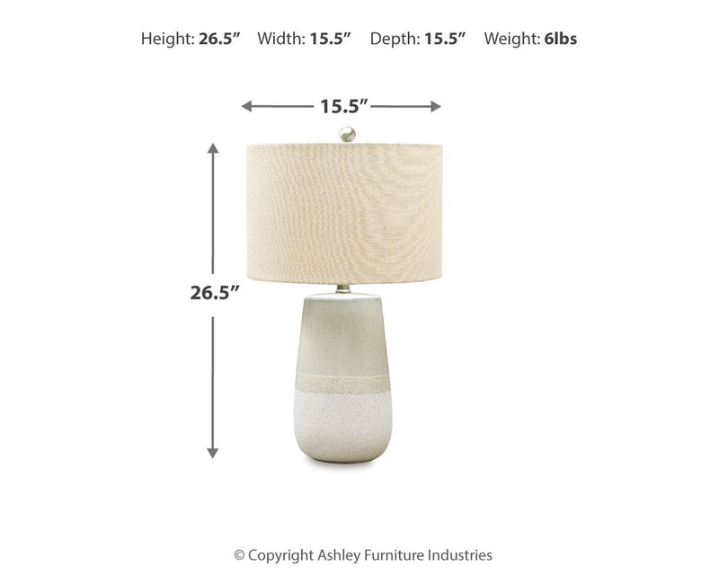 Shavon - Ceramic Table Lamp  - Beige / White