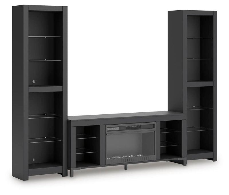 Cayberry - 3-Piece Entertainment Center With Electric Fireplace - Black