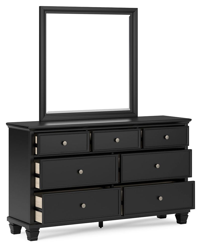 Lanolee - Dresser And Mirror - Black