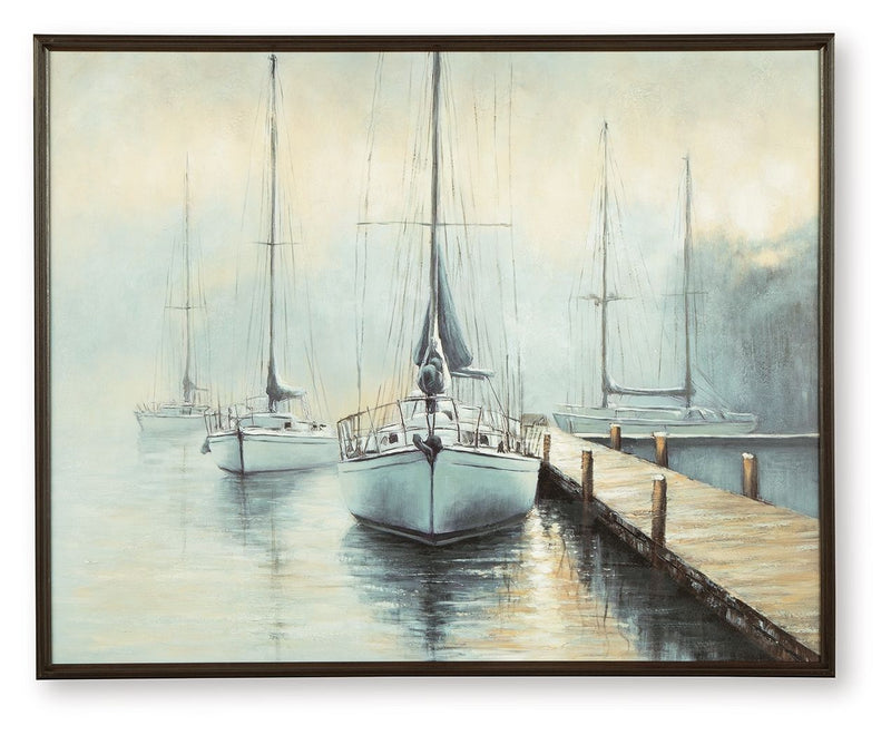 Worthney - Wall Art - Blue / White / Brown